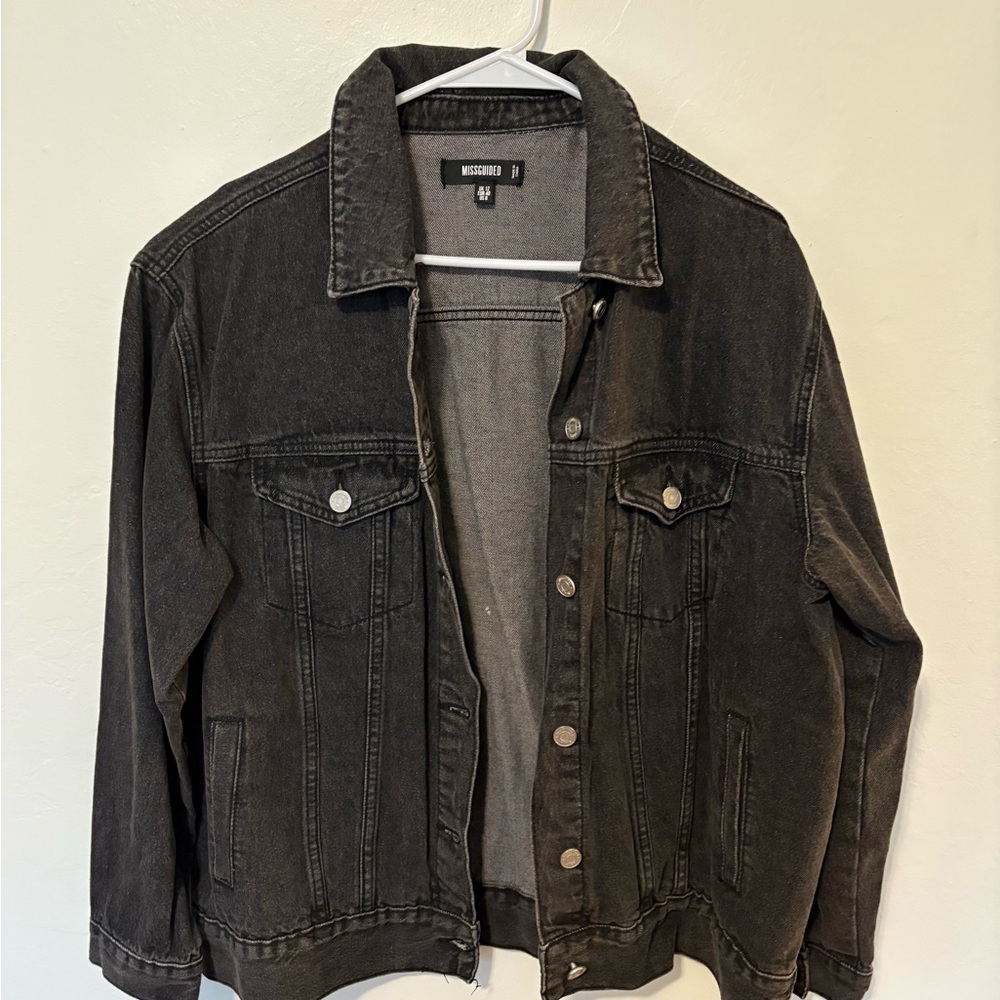 Missguided + Charcoal Denim Jacket